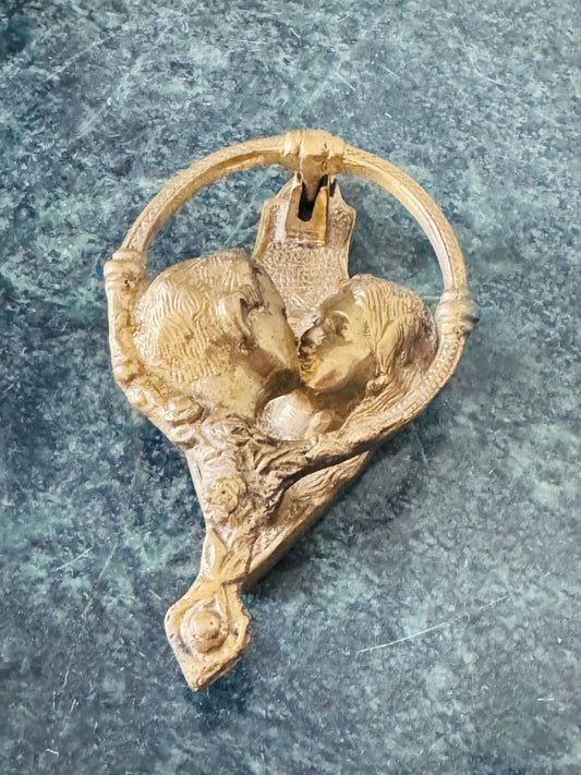 Vintage Brass Door Knocker – Kissing Couple Design