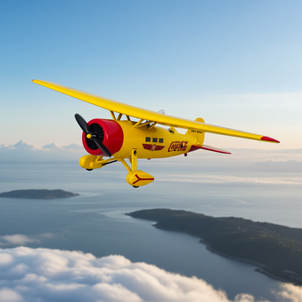 #36 Coca-Cola Yellow Die-Cast Airplane – Vintage Style Metal Display Plane
