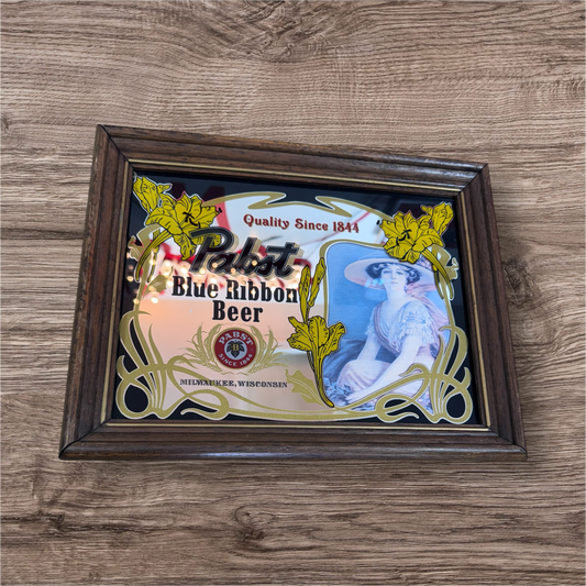 Pabst Blue Ribbon Beer Mirror Sign (14"x11")