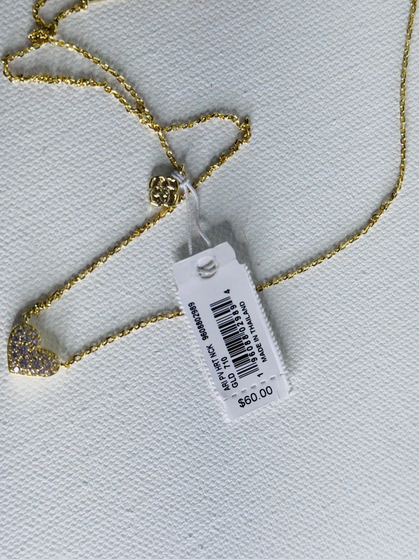 #34  Kendra Scott Ari Pavé Crystal Heart Necklace in White Crystal – Gold Tone, New in Box