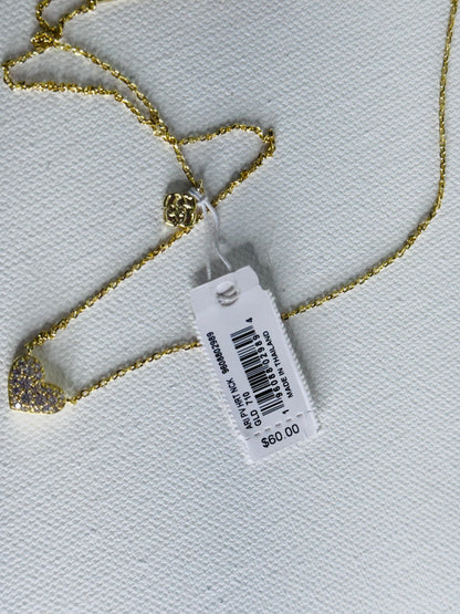 #34  Kendra Scott Ari Pavé Crystal Heart Necklace in White Crystal – Gold Tone, New in Box