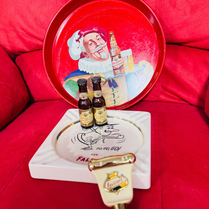 Falstaff Vintage Barware Collector Set – Tray, Ashtray, Salt & Pepper & Tap Handle