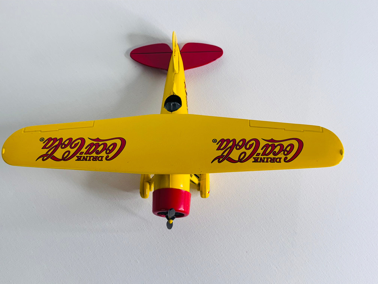 #36  Coca-Cola Yellow Die-Cast Airplane – Vintage Style Metal Display Plane