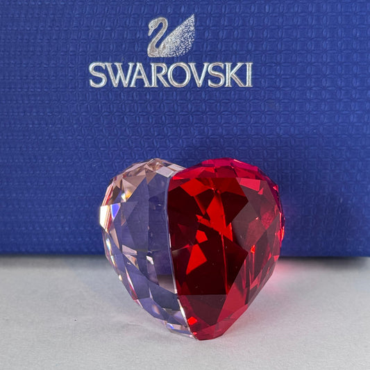 Swarovski Faceted Crystal Heart Figurine – Red & Clear Two-Tone  16/1