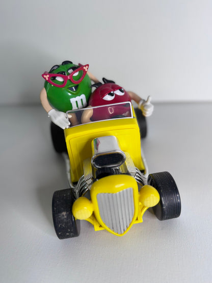 #37   Vintage M&M’s Candy Dispenser Set – Rebel Hot Rod Car & Blue Motorcycle with Sidecar
