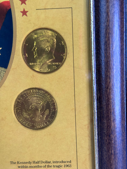 #29  Kennedy Collection Framed Coin Set – Gold-Tone Kennedy Half Dollar Display