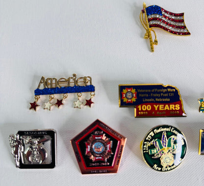 #31  Rhinestone American Flag Brooch – Gold Tone Patriotic Pin (18g) + Bonus Pins