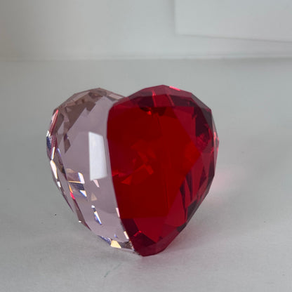 Swarovski Faceted Crystal Heart Figurine – Red & Clear Two-Tone  16/1