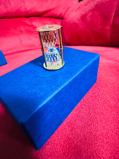 Swarovski Crystal Hourglass Figurine – Gold Tone Frame with Box & Booklet