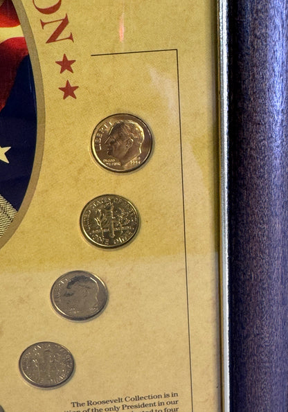 #30  Roosevelt Collection Framed Coin Set – Gold-Tone Roosevelt Dimes Display