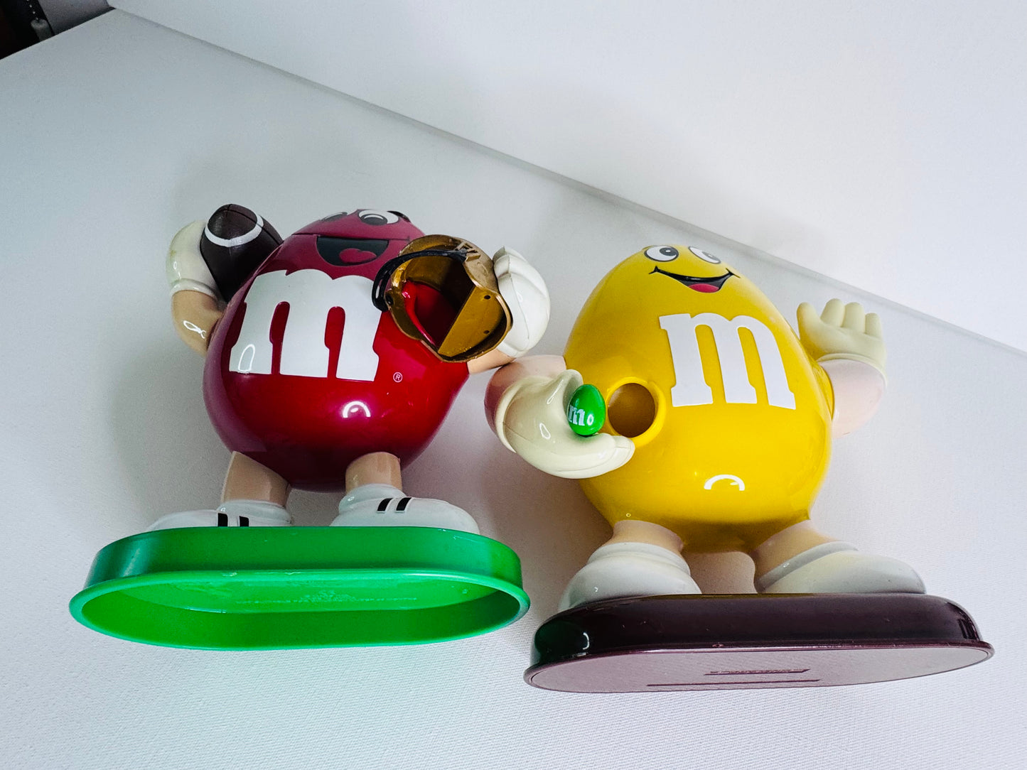 #38  Vintage M&M’s Candy Dispensers – Yellow Waving & Red Football Player Figure Set