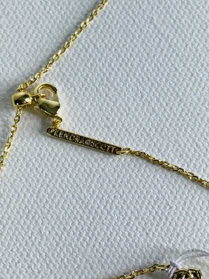 #34  Kendra Scott Ari Pavé Crystal Heart Necklace in White Crystal – Gold Tone, New in Box