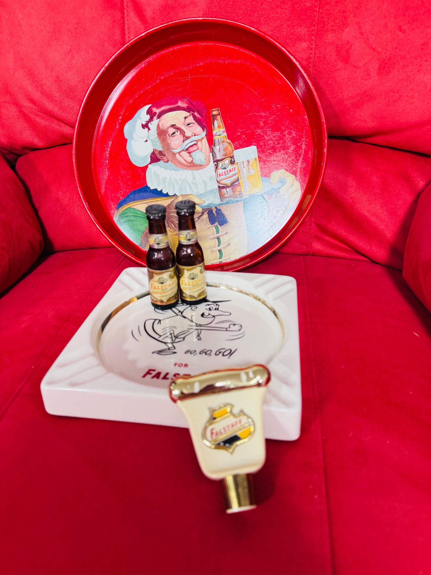 Falstaff Vintage Barware Collector Set – Tray, Ashtray, Salt & Pepper & Tap Handle