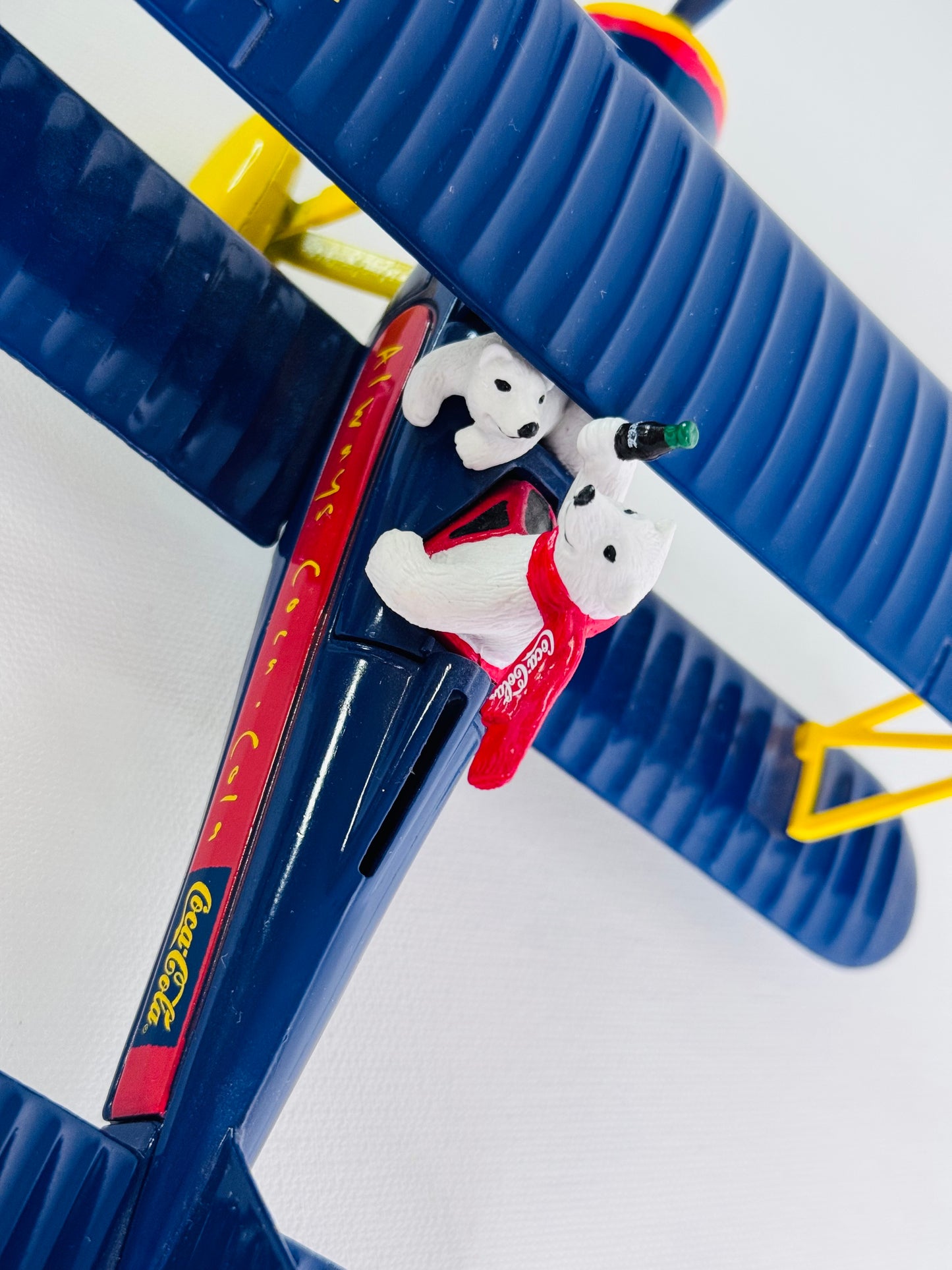 #35  Coca-Cola Polar Bear Biplane – Blue Die-Cast Metal Airplane