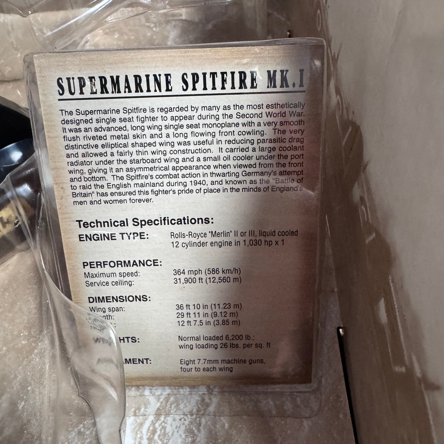 Supermarine Spitfire Mk I Model  4/10