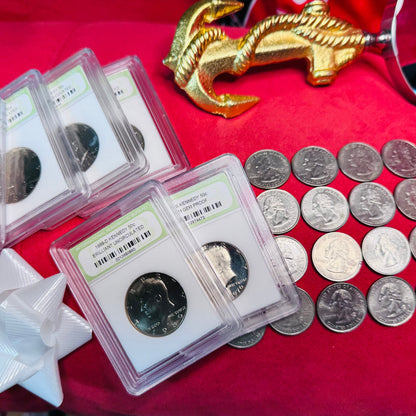 #11/5 STATE QUARTERS STARTER SET — 22 DIFFERENT (1999–2008) + 6 KENNEDY HALF DOLLARS IN CAPSULES (P/D/S)