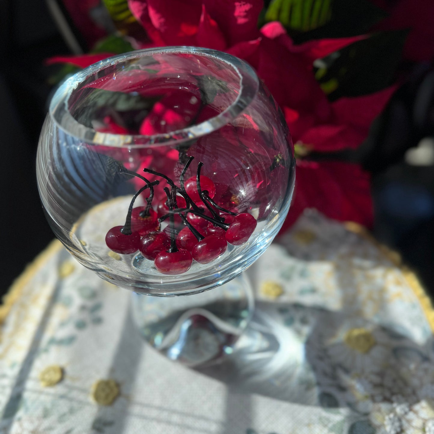 Vintage-Style Glass Cherry Decor Picks (Set of 12) – Red  25/1