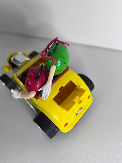 #37   Vintage M&M’s Candy Dispenser Set – Rebel Hot Rod Car & Blue Motorcycle with Sidecar
