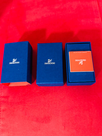 Swarovski Crystal Hourglass Figurine – Gold Tone Frame with Box & Booklet