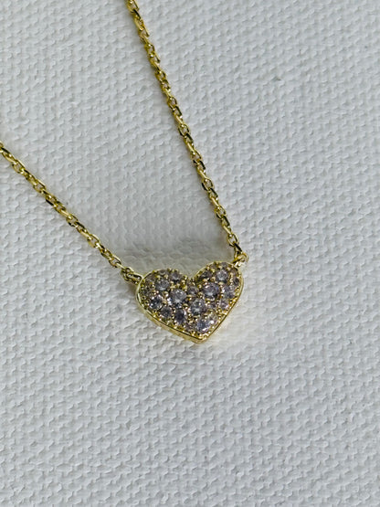 #34  Kendra Scott Ari Pavé Crystal Heart Necklace in White Crystal – Gold Tone, New in Box