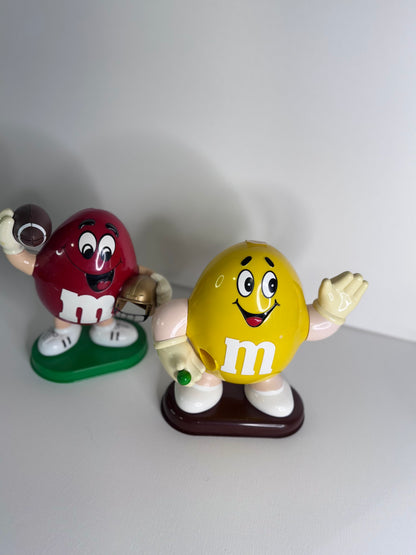 #38  Vintage M&M’s Candy Dispensers – Yellow Waving & Red Football Player Figure Set
