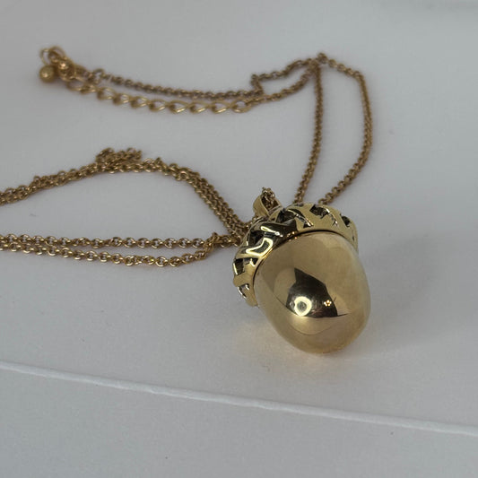 Acorn Locket Necklace with Squirrel Charm (Gold-Tone) – Secret Keepsake Pendant  1/1