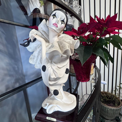 Giuseppe Armani (G. Armani) Porcelain Pierrot Figurine on Wood Base – Signed    26/1
