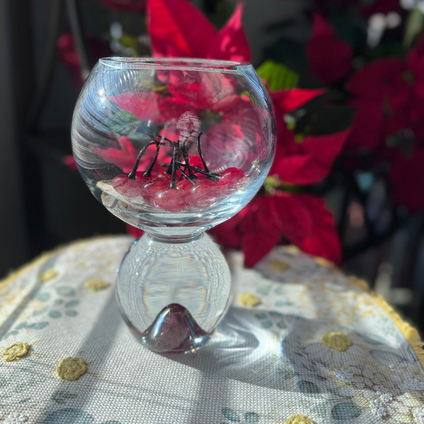 Vintage-Style Glass Cherry Decor Picks (Set of 12) – Red  25/1