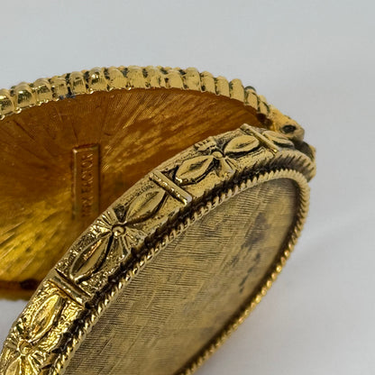 Vintage Max Factor Solid Perfume Compact Pendant – Blue Dome & Gold-Tone Filigree Locket  9/1