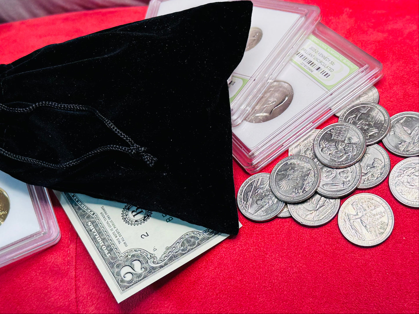 #11/6 America the Beautiful Quarters — 13 Different (2010–2021) + 6 Bonus Capsule Coins + Black Surprise Pouch