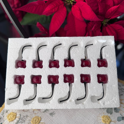 Vintage-Style Glass Cherry Decor Picks (Set of 12) – Red  25/1