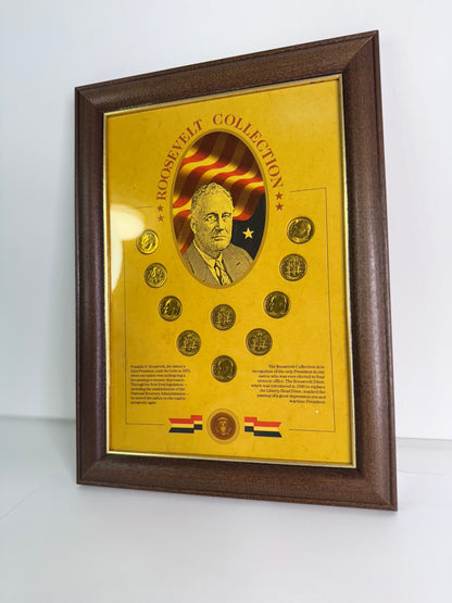 #30  Roosevelt Collection Framed Coin Set – Gold-Tone Roosevelt Dimes Display