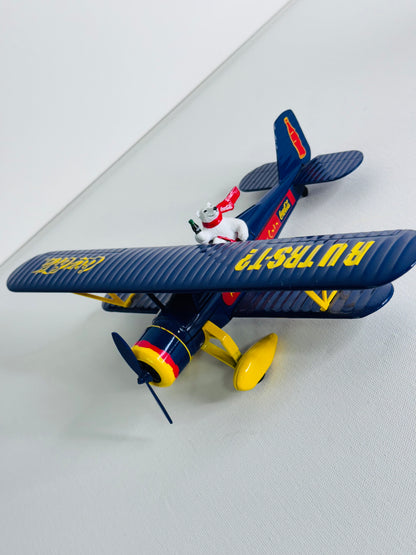 #35  Coca-Cola Polar Bear Biplane – Blue Die-Cast Metal Airplane