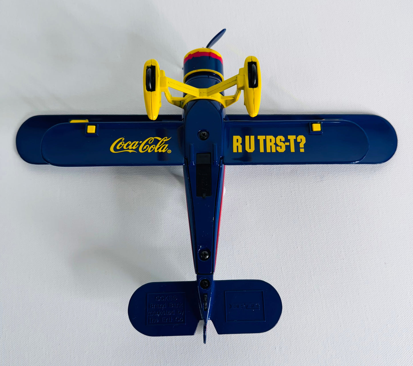 #35  Coca-Cola Polar Bear Biplane – Blue Die-Cast Metal Airplane