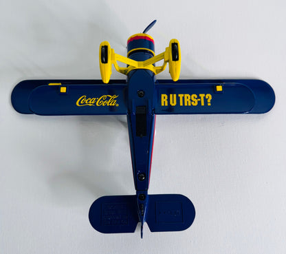#35  Coca-Cola Polar Bear Biplane – Blue Die-Cast Metal Airplane