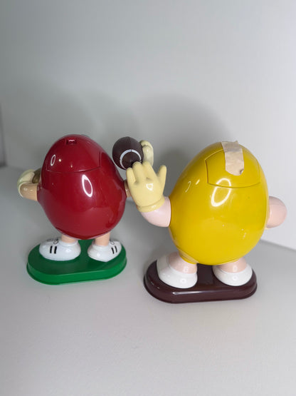 #38  Vintage M&M’s Candy Dispensers – Yellow Waving & Red Football Player Figure Set