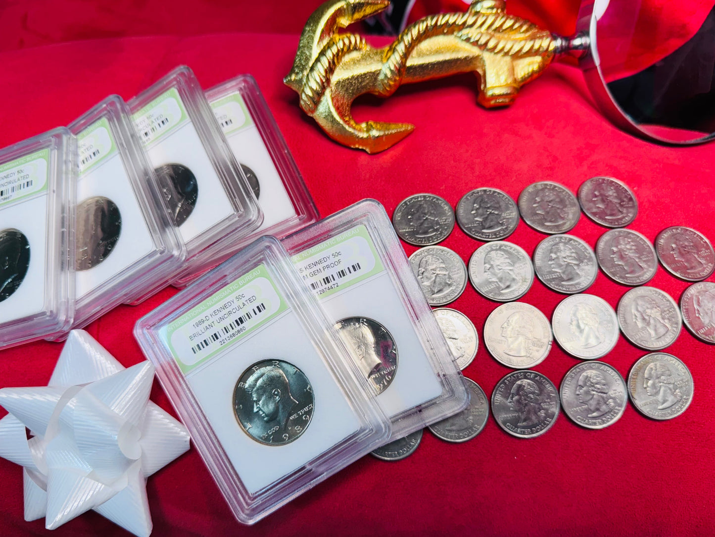 #11/5 STATE QUARTERS STARTER SET — 22 DIFFERENT (1999–2008) + 6 KENNEDY HALF DOLLARS IN CAPSULES (P/D/S)