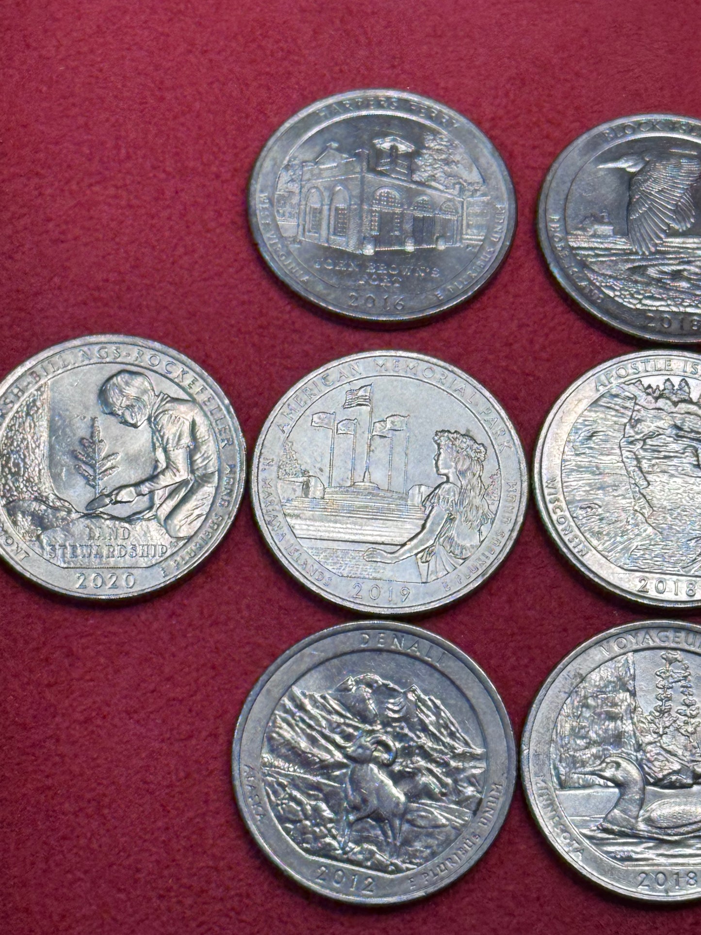 #11/6 America the Beautiful Quarters — 13 Different (2010–2021) + 6 Bonus Capsule Coins + Black Surprise Pouch