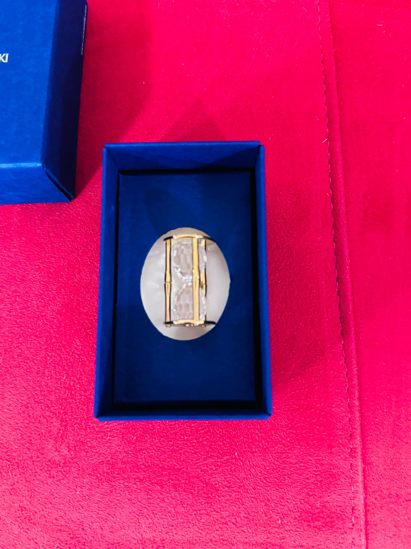 Swarovski Crystal Hourglass Figurine – Gold Tone Frame with Box & Booklet