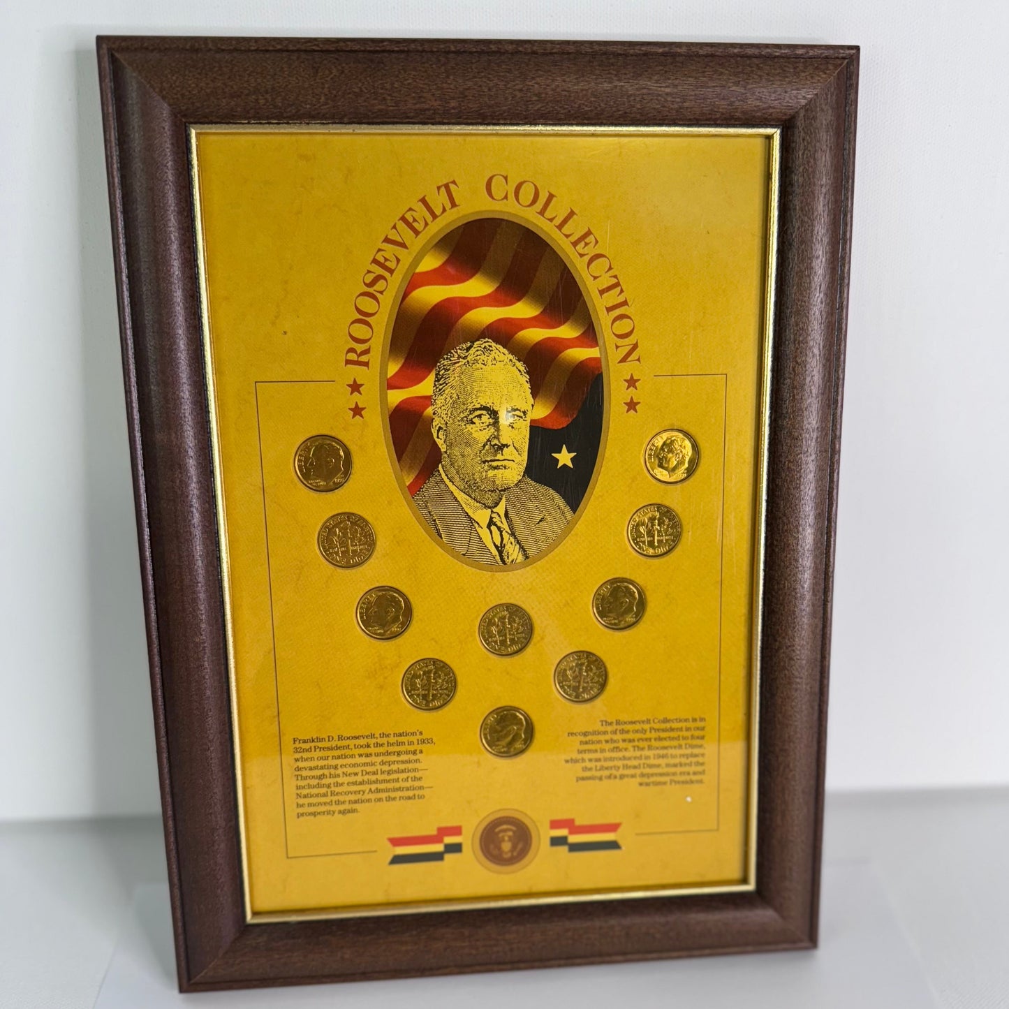 #30  Roosevelt Collection Framed Coin Set – Gold-Tone Roosevelt Dimes Display