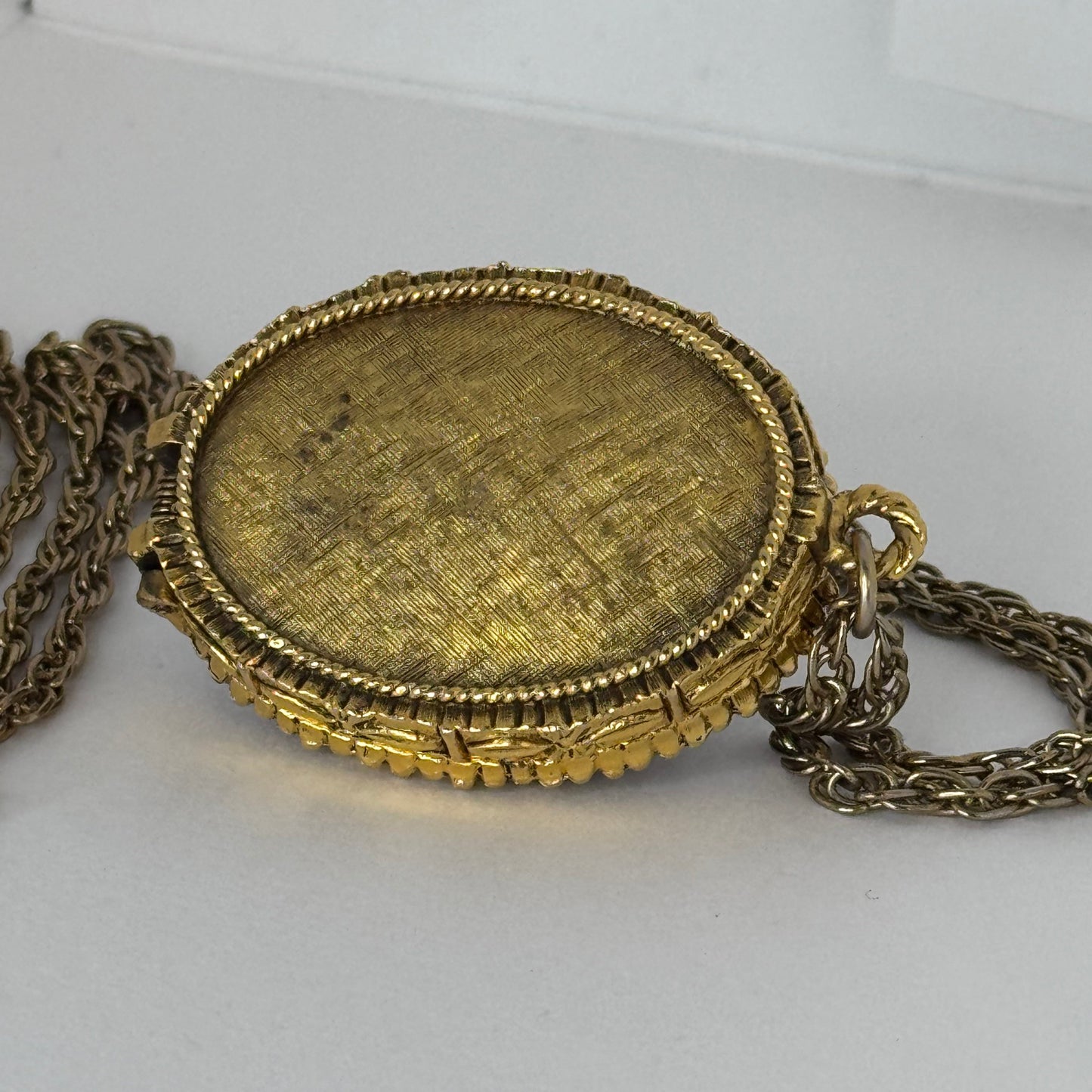 Vintage Max Factor Solid Perfume Compact Pendant – Blue Dome & Gold-Tone Filigree Locket  9/1