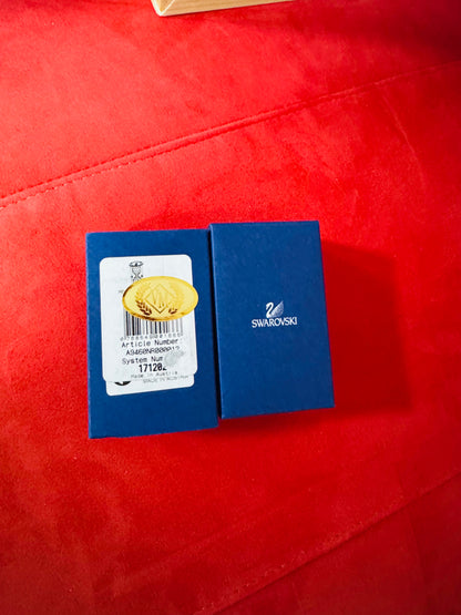 Swarovski Crystal Hourglass Figurine – Gold Tone Frame with Box & Booklet