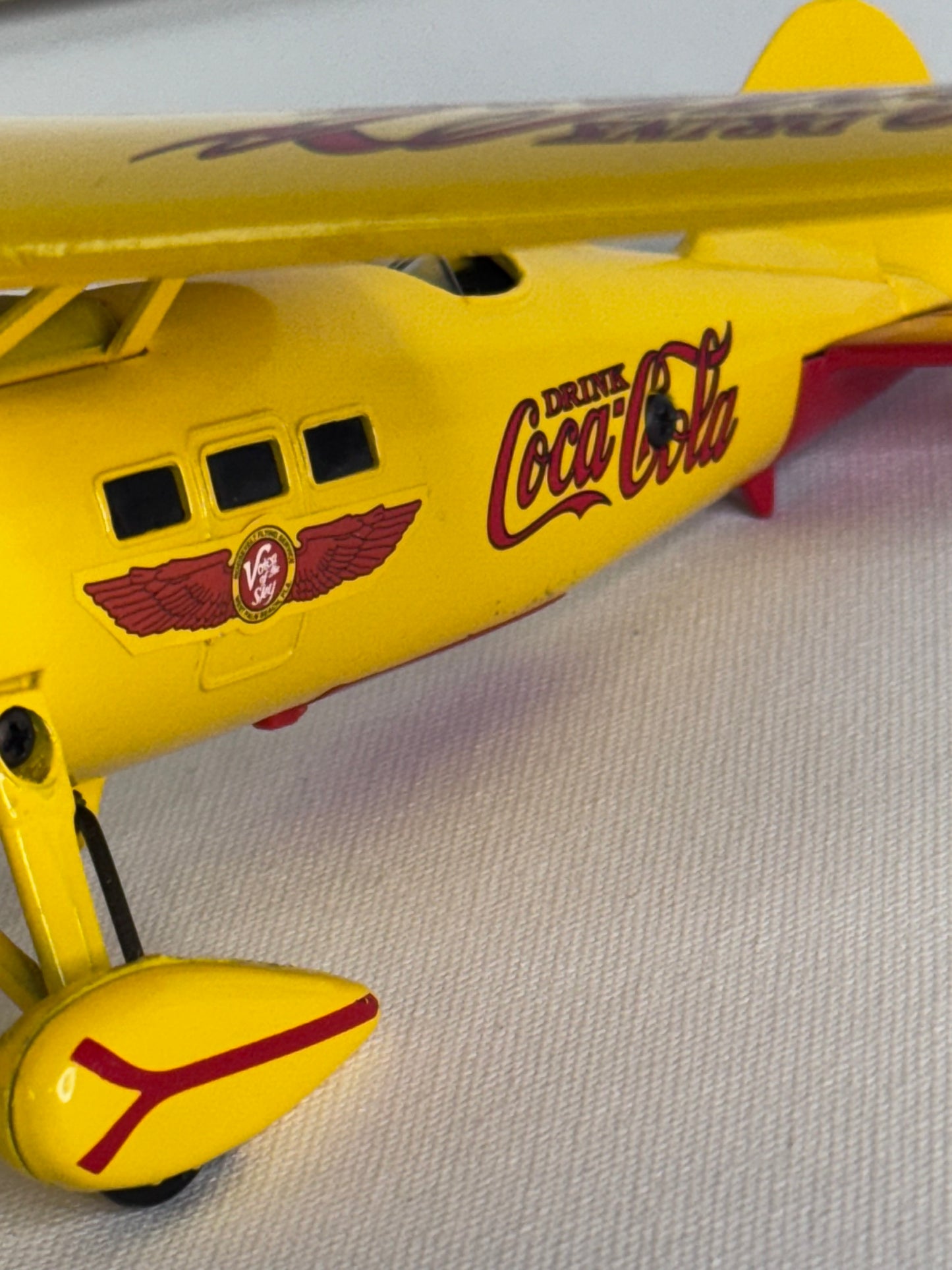 #36  Coca-Cola Yellow Die-Cast Airplane – Vintage Style Metal Display Plane