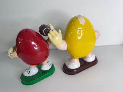#38  Vintage M&M’s Candy Dispensers – Yellow Waving & Red Football Player Figure Set