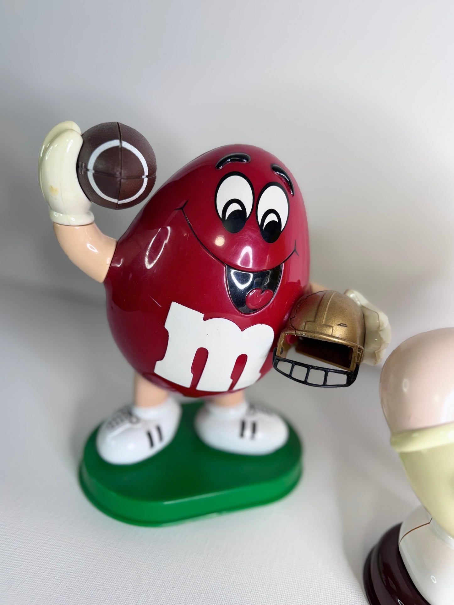 #38  Vintage M&M’s Candy Dispensers – Yellow Waving & Red Football Player Figure Set