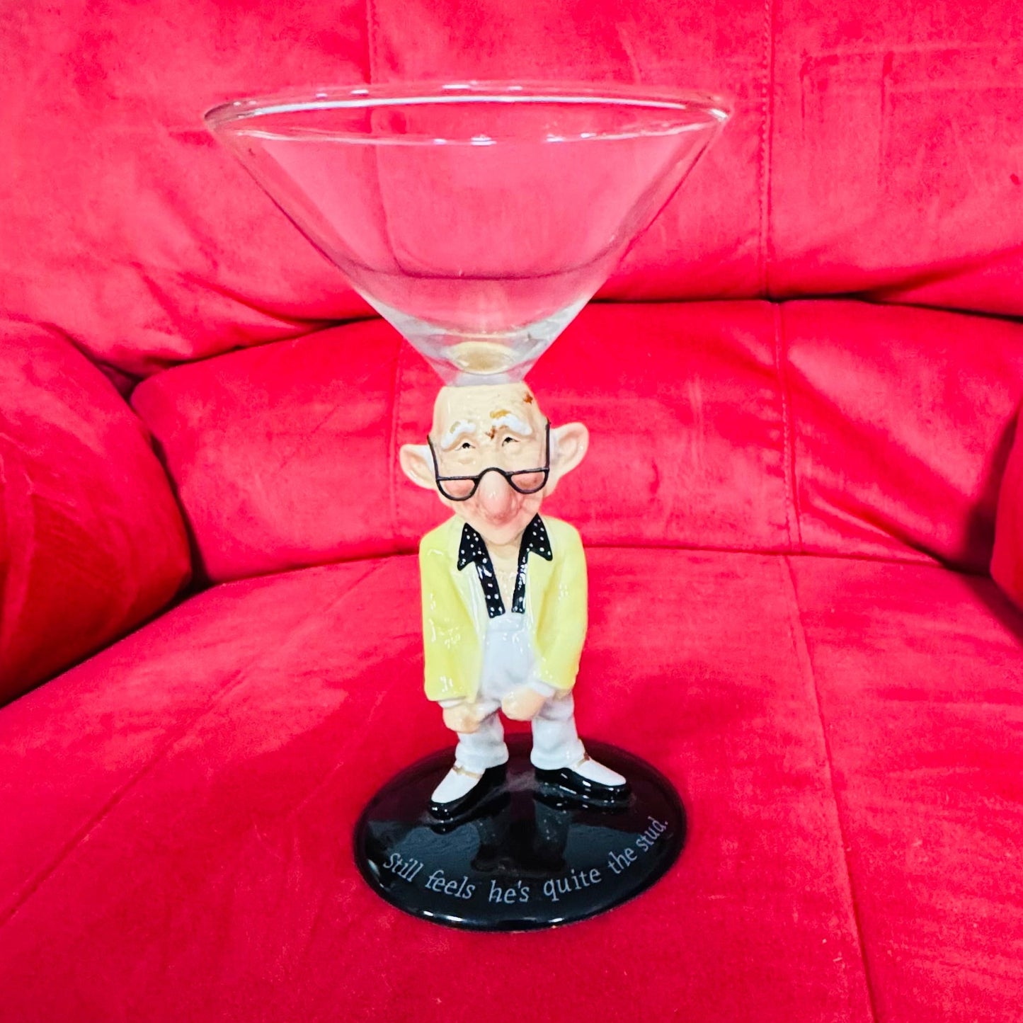 Westland Giftware Coots “Martini Stud” Novelty Martini Glass.Vintage Novelty Old Man Martini Cocktail Glass – Humorous Barware