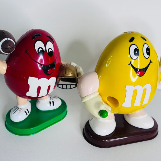#38  Vintage M&M’s Candy Dispensers – Yellow Waving & Red Football Player Figure Set