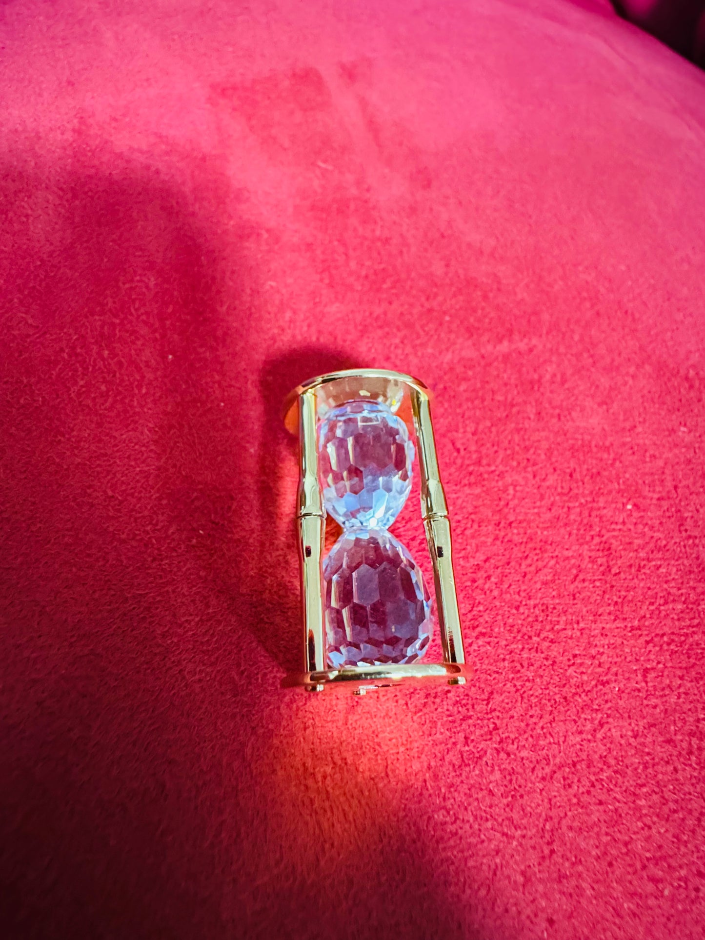 Swarovski Crystal Hourglass Figurine – Gold Tone Frame with Box & Booklet