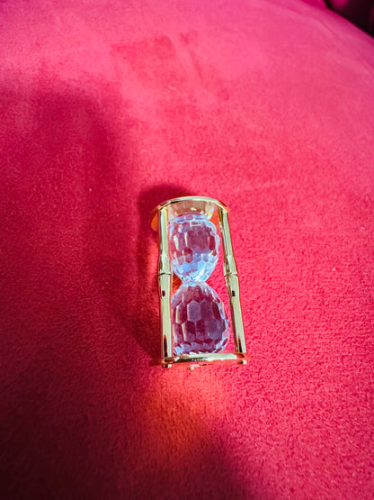 Swarovski Crystal Hourglass Figurine – Gold Tone Frame with Box & Booklet