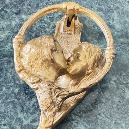 Vintage Brass Door Knocker – Kissing Couple Design